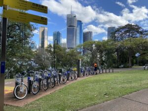 cycling city australia image showing a rental bike station in brisbane