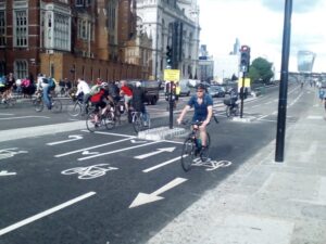 uk culture shift in the cycling infrastructure cyclists on a road