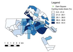 relationships between neighbourhood characteristics and cycling in Amsterdam